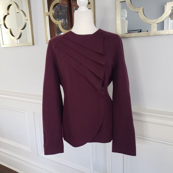 NWOT Beyond Threads Malbec Pleated Serena Peruvian Alpaca Wool Sweater Jacket LG - Picture 15 of 16